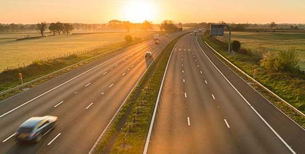 Motorway at sunset