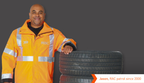 Man checking tyre tread