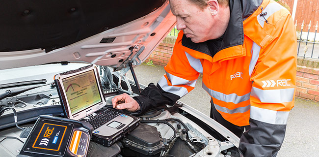 Patrol man using the advanced battery tester image