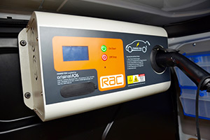 Close up of the EV boost charging unit