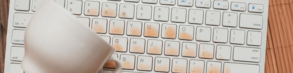 drink spilled over a computer keyboard