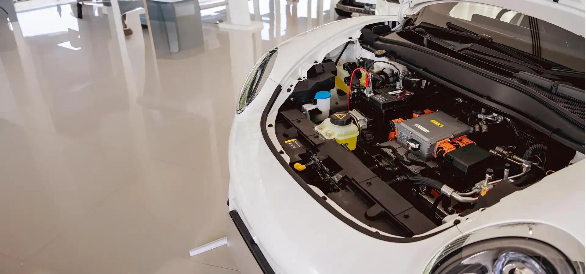A close up of a car engine