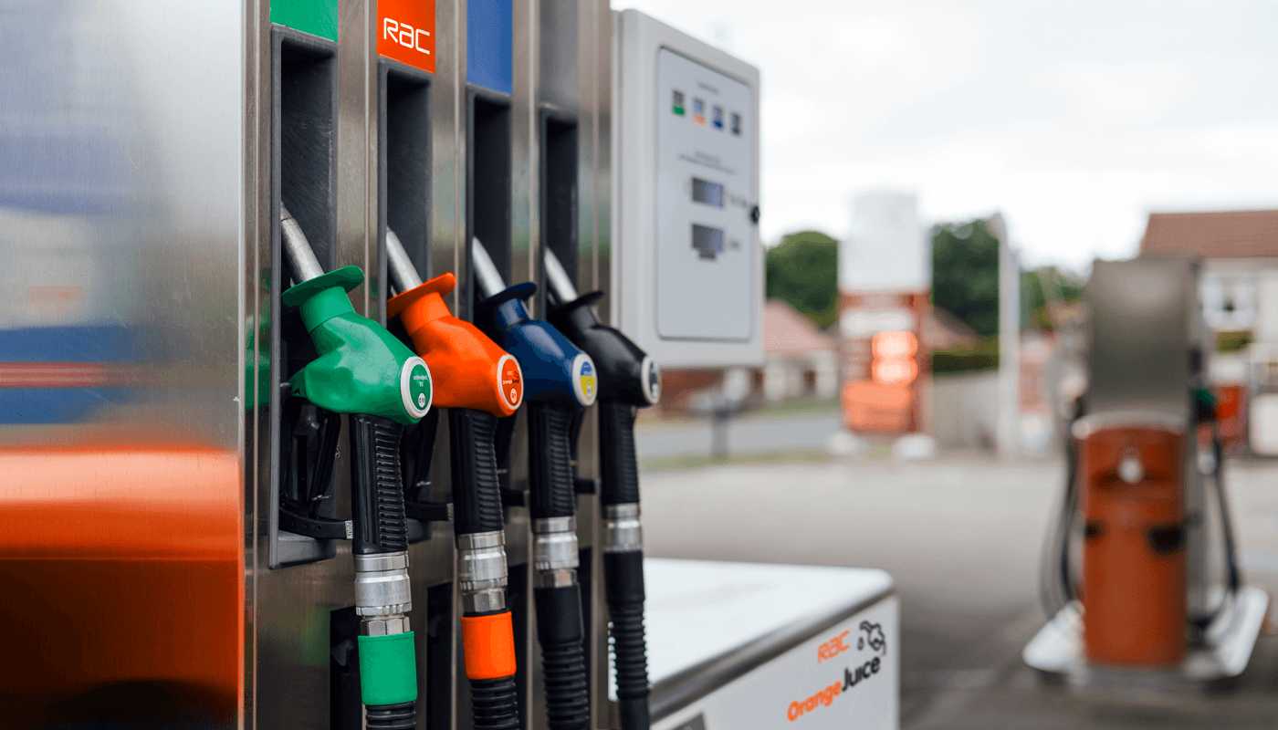 RAC OrangeJuice at petrol filling station