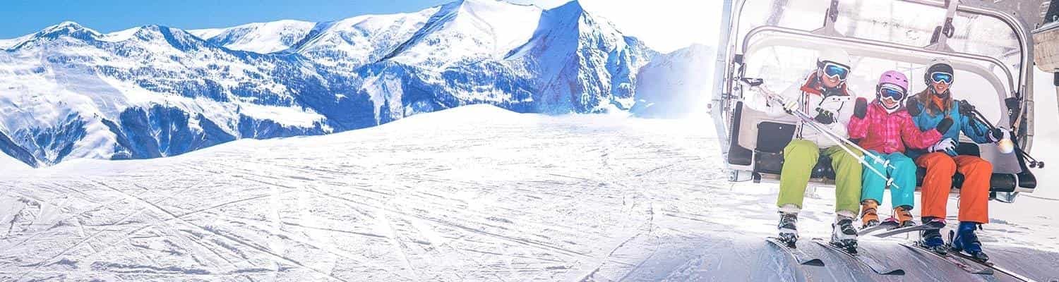 Family on a ski lift
