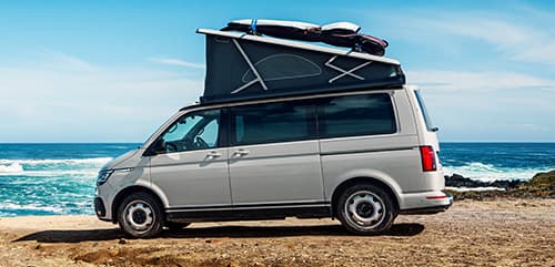 Van beside the sea