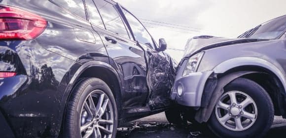 Car accident with a damaged car