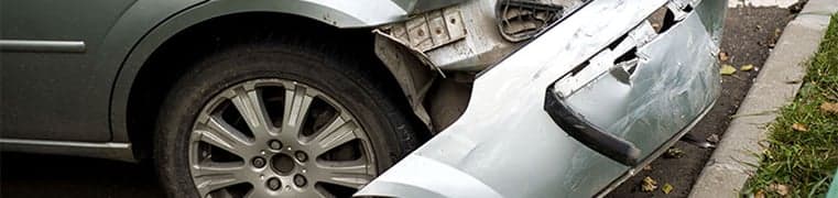 Close up of a crashed car