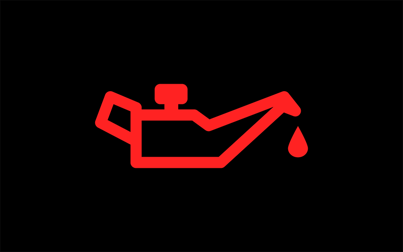 Engine oil warning light in red