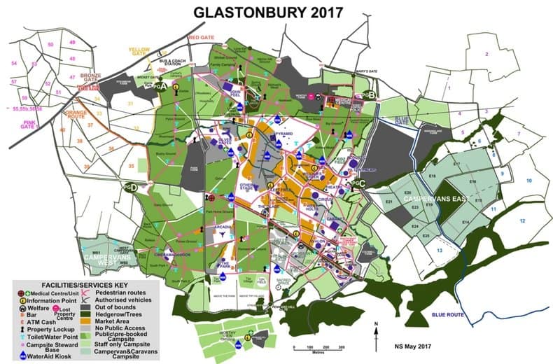glastonbury site map 2017