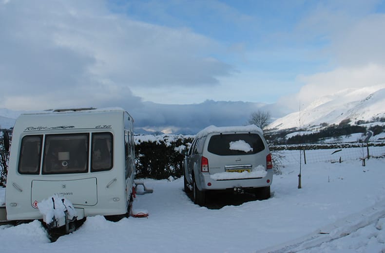 caravan winter snow