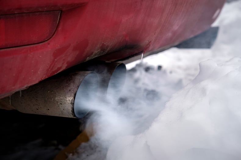 Steam Coming Out Of Car Engine While Mature Man Is Opening The