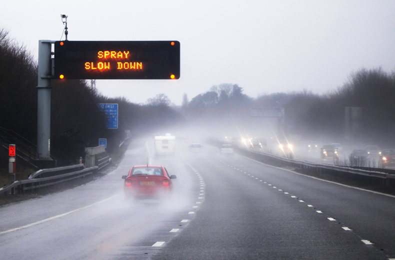 Take care when driving in wet conditions