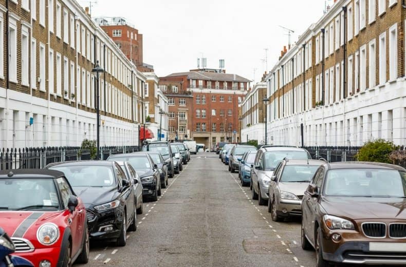 Parking on the pavement in London