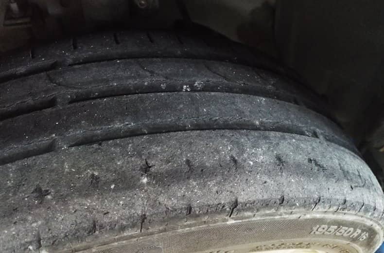 worn and bald tyre