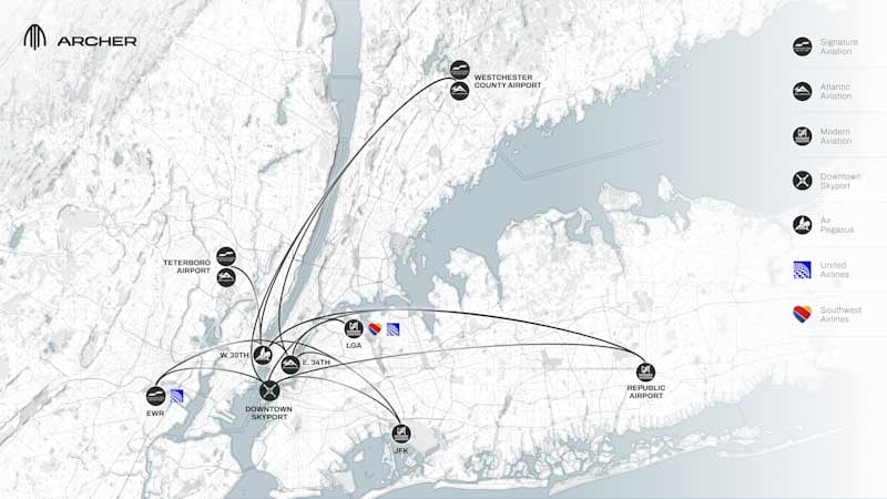 nyc air taxi map