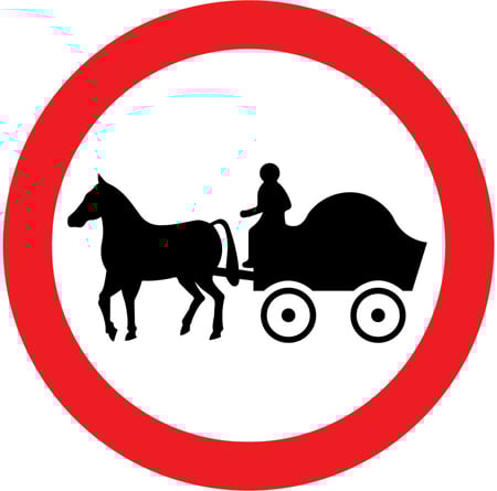horse drawn vehicles ahead