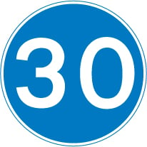 minimum 30mph speed sign