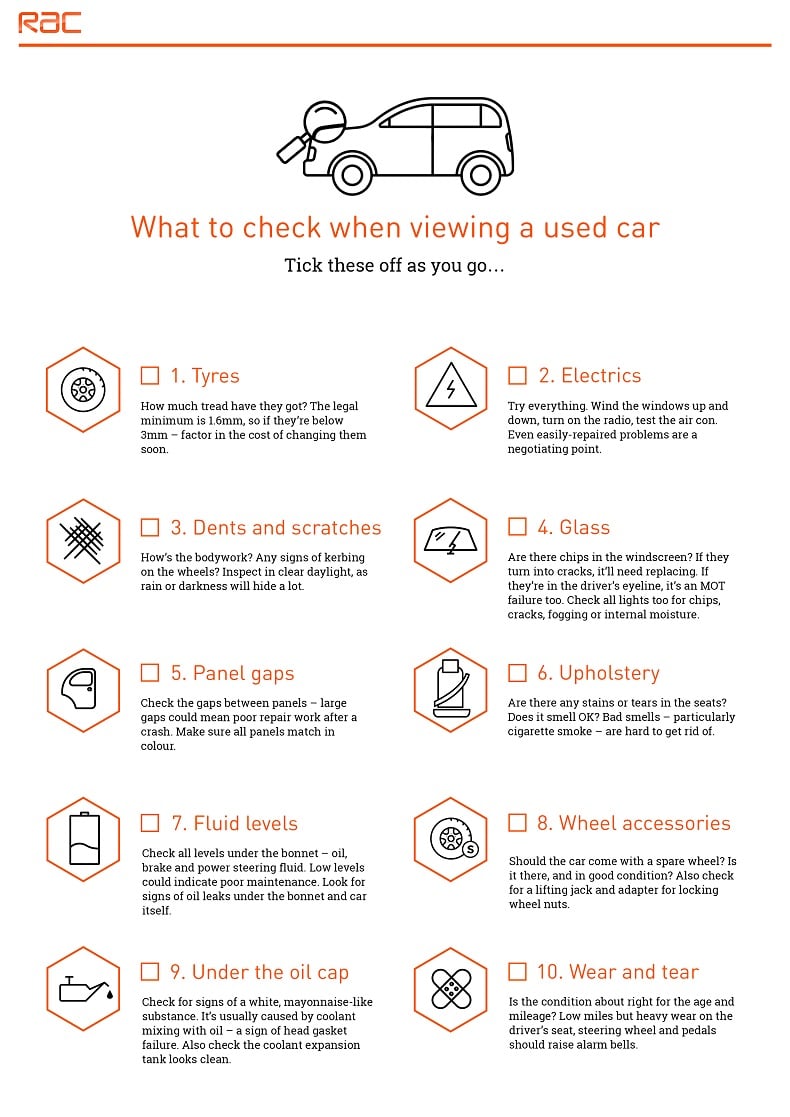 what to check when viewing a used car