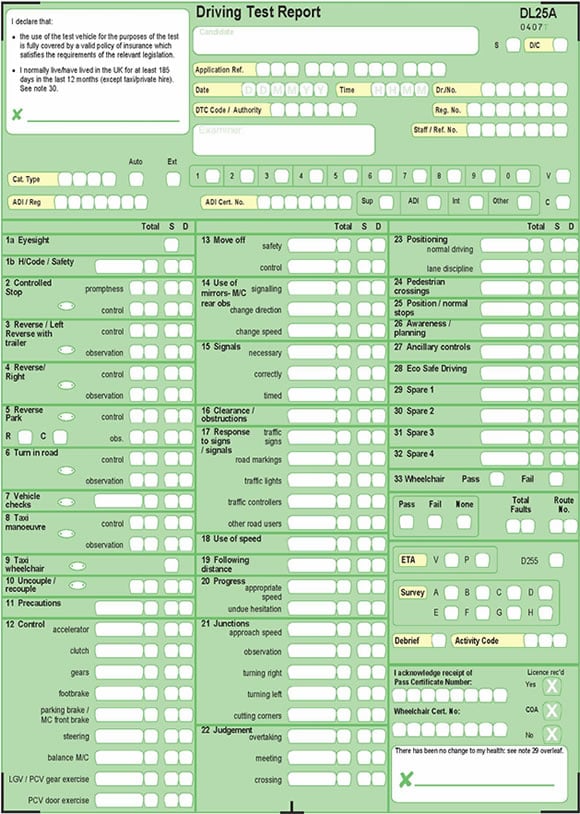 driving test report