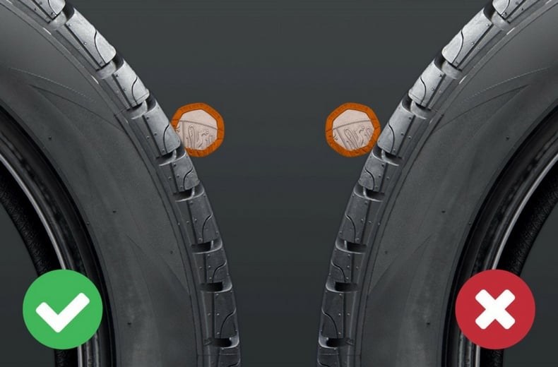 Tyre tread depth – the 20p test
