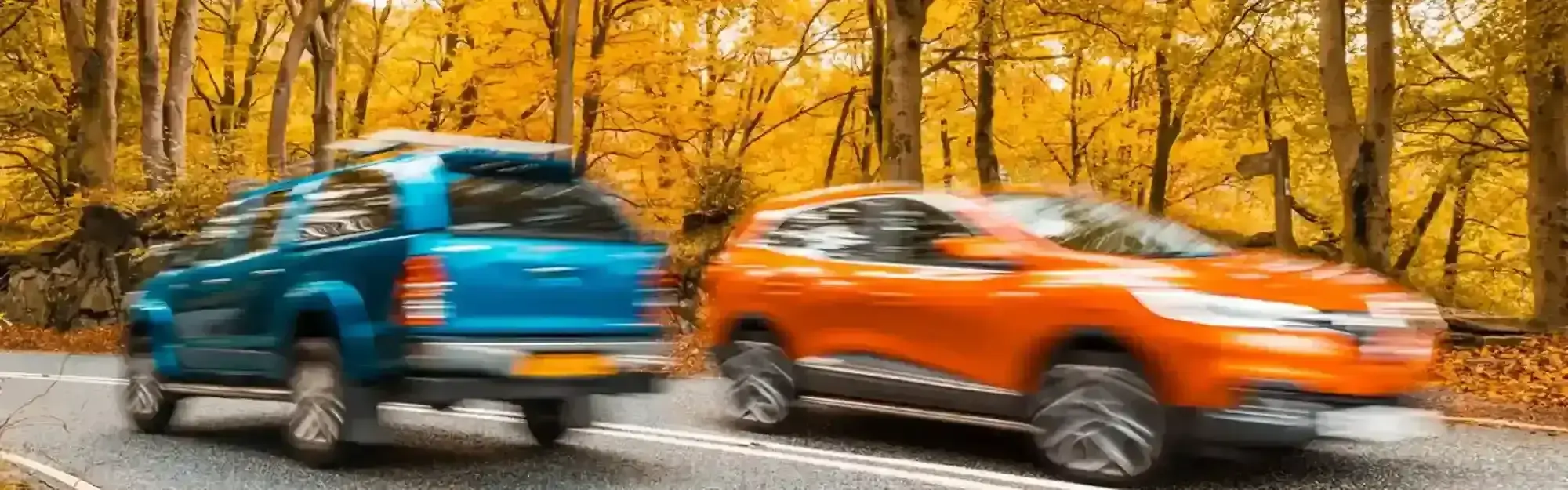 Autumn cars driving